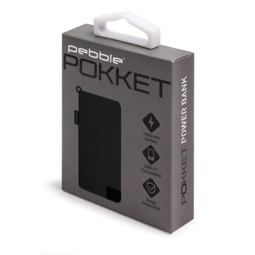 Pebble Pokket Powerbank USB Type-C 1000mAh - Preto