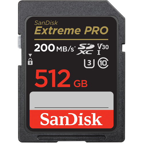 Extreme Pro SDXC 512GB 200MB/s V30 UHS-I U3