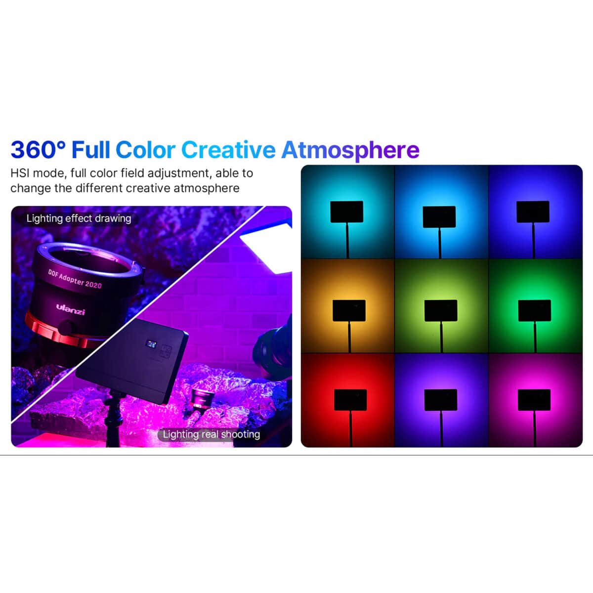 ULANZI LT003 Iluminador de video LED (bicolor + RGB) - Imagen 11