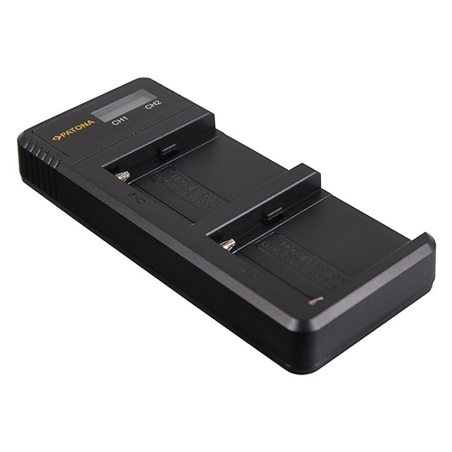 PATONA Cargador rápido USB dual para 2x Sony NP-FM/NP-F