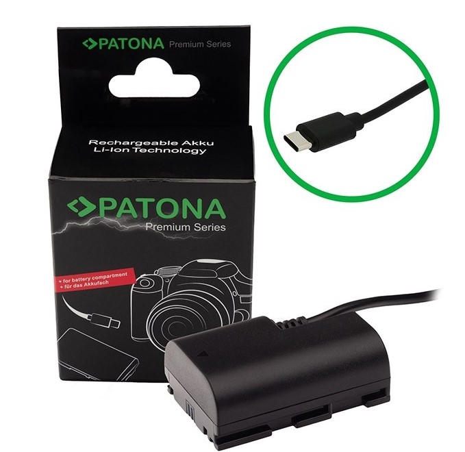 patonapremiumcouplerdummylpe6comusbc Acoplador PATONA Premium Dummy LP-E6 con USB-C - Imagen 1