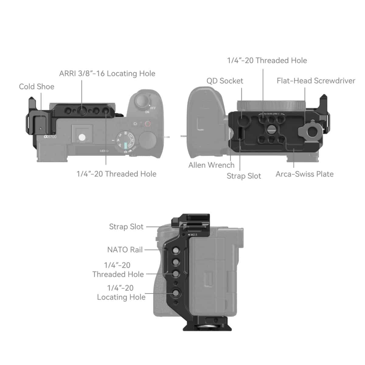 SMALLRIG 4337 Half Cage p/ Sony Alpha 6700/6600/6500/6400 - Imagem 8