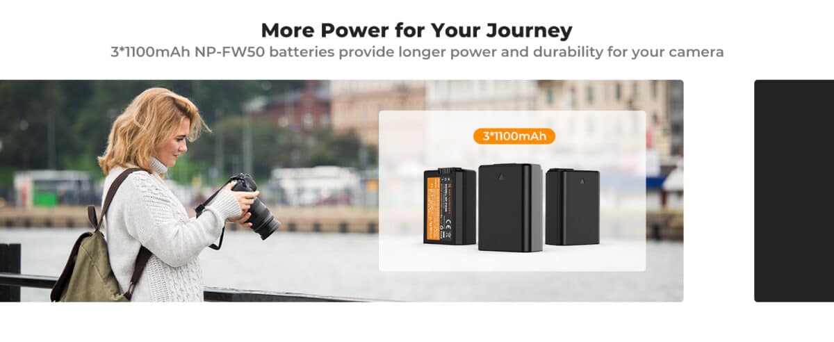 K&F CONCEPT KF28.0037 Kit Carregador Triplo + 3 Baterias NP-FW50 p/Sony - Imagem 2