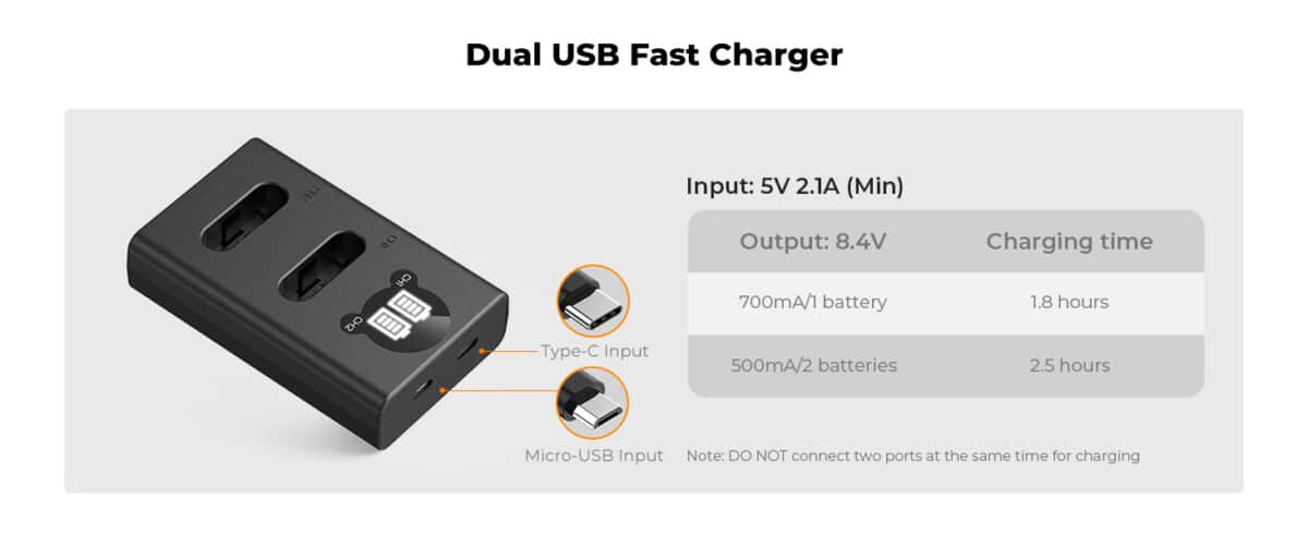 K&F CONCEPT KF28.0044 Cargador Doble + 2 Baterías NP-BX1 para Sony - Imagen 3