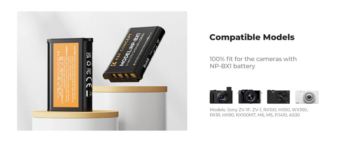 K&F CONCEPT KF28.0044 Cargador Doble + 2 Baterías NP-BX1 para Sony - Imagen 4