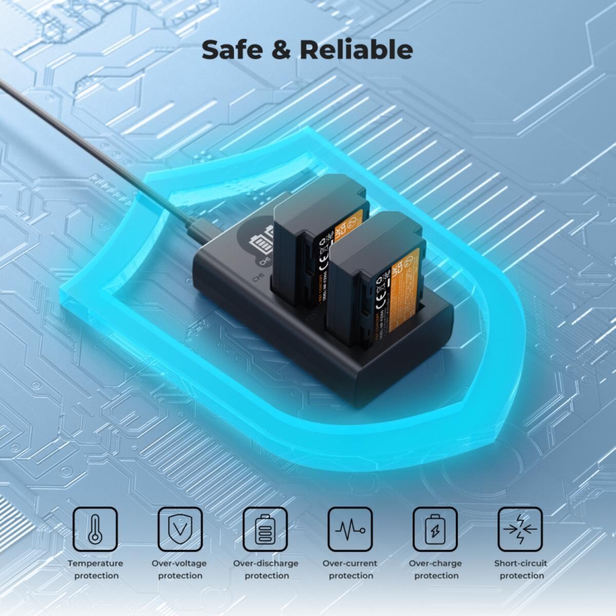 K&F CONCEPT KF28.0097 Kit cargador doble USB-C + 2 baterías NP-FZ100 - Imagen 5