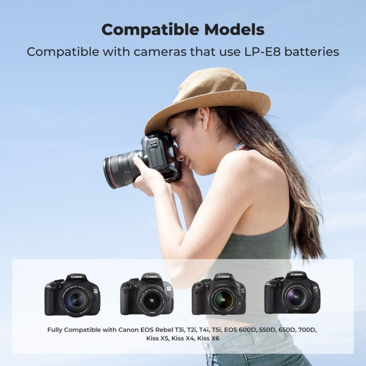 K&F CONCEPT Carregador triplo USB-C + 3 Baterias LP-E8 - Imagem 4