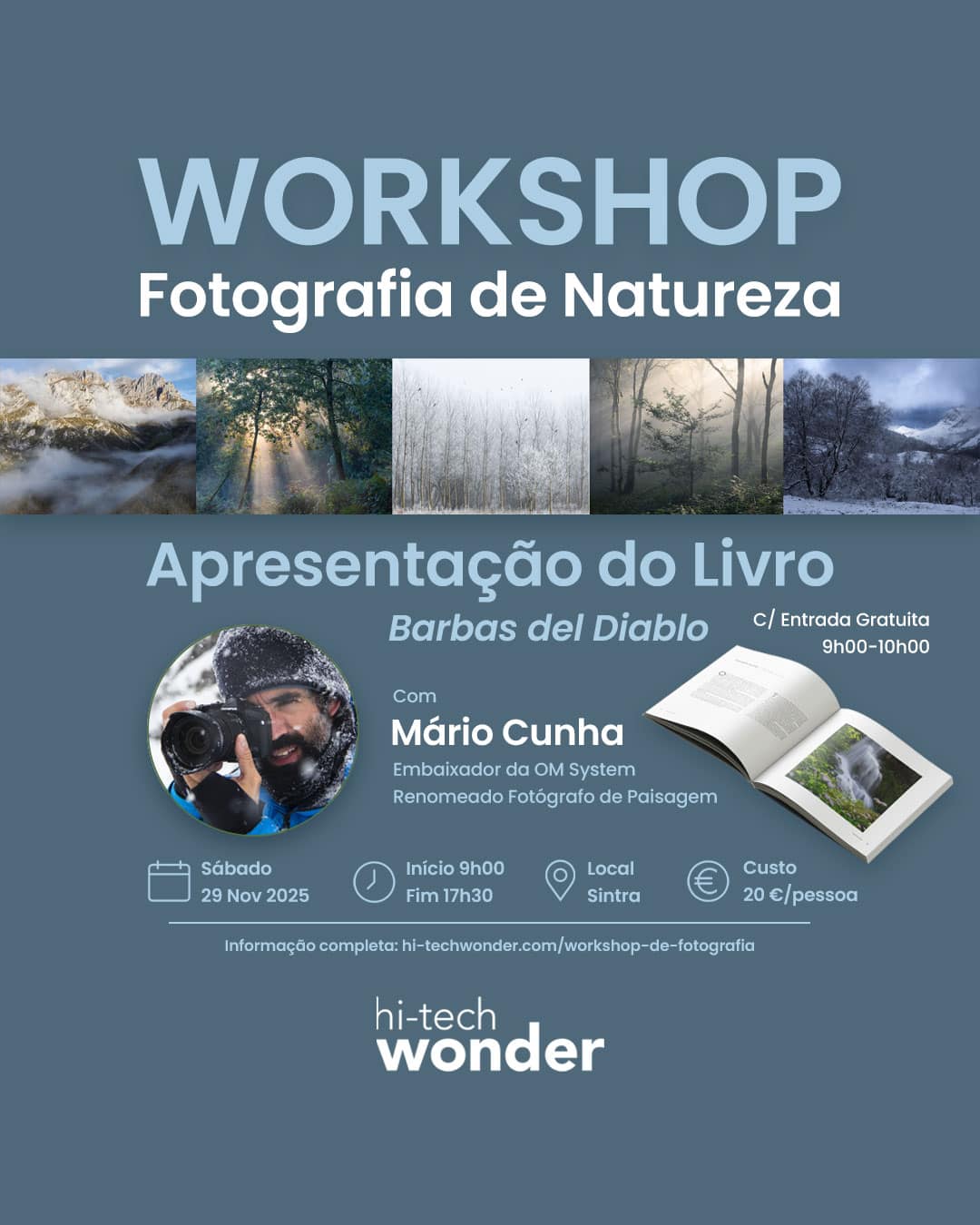 Cartaz Workshop Fotografia de Natureza em Sintra com Mário Cunha