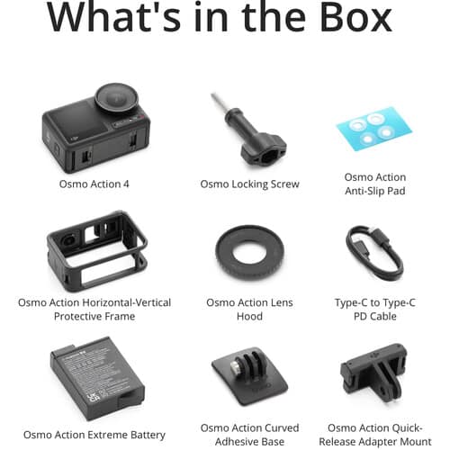 Conteúdo da embalagem do DJI Osmo Action 4 Standard Combo