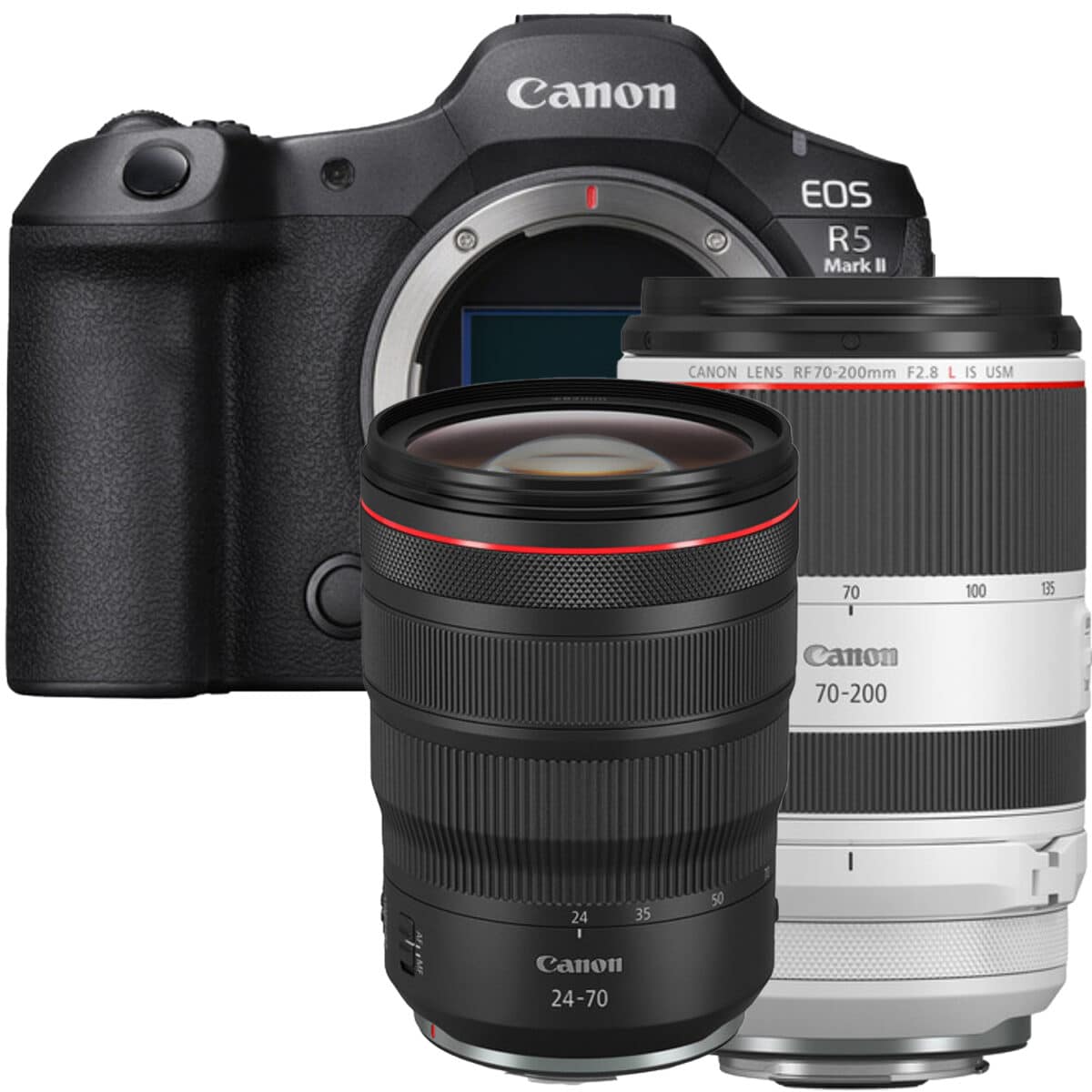 CANON EOS R5 Mark II + RF 24-70MM F2.8L IS USM + RF 70-200mm F2.8L IS USM (BUNDLE) - Imagem 1