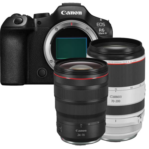 Bundle CANON EOS R6 Mark III + RF 24-70mm f/2.8L IS USM + RF 70-200mm f/2.8L IS USM + Oferta Cartão Lexar CFexpress