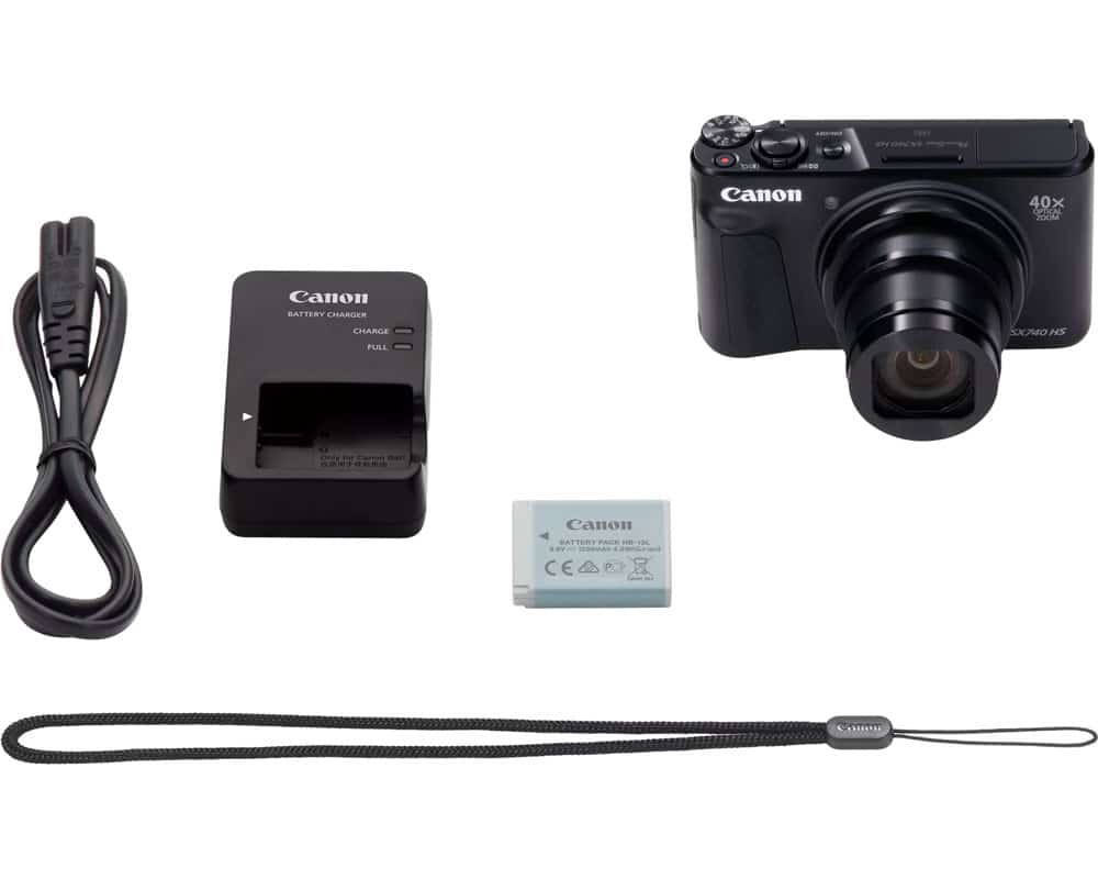 Conteúdo da embalagem da Canon PowerShot SX740 HS LITE EDITION Preto