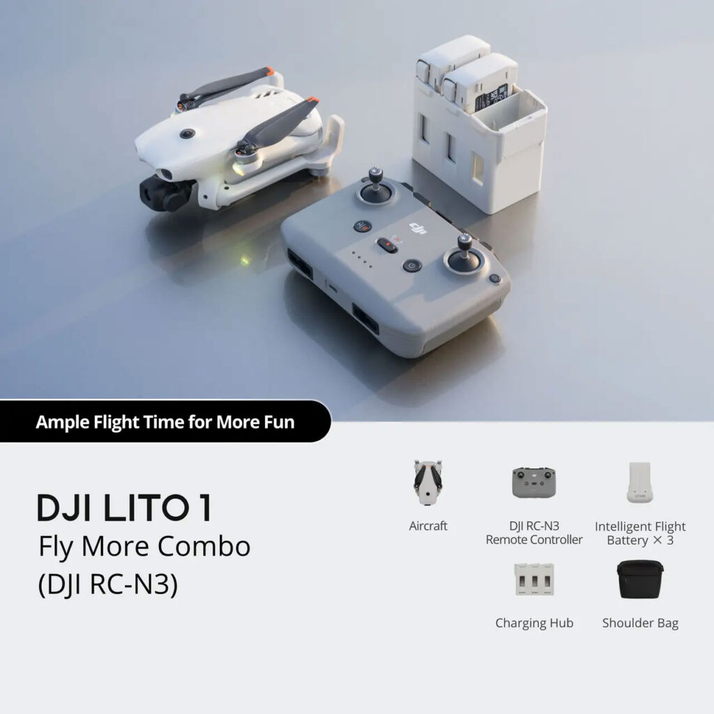 Conteúdo da Embalagem – DJI Lito 1 Fly More Combo (DJI RC-N3)