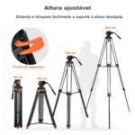 K&F CONCEPT Tripé de Vídeo VA3+BV70 c/ Cabeça Fluida e Altura até 202 cm - Imagem 3