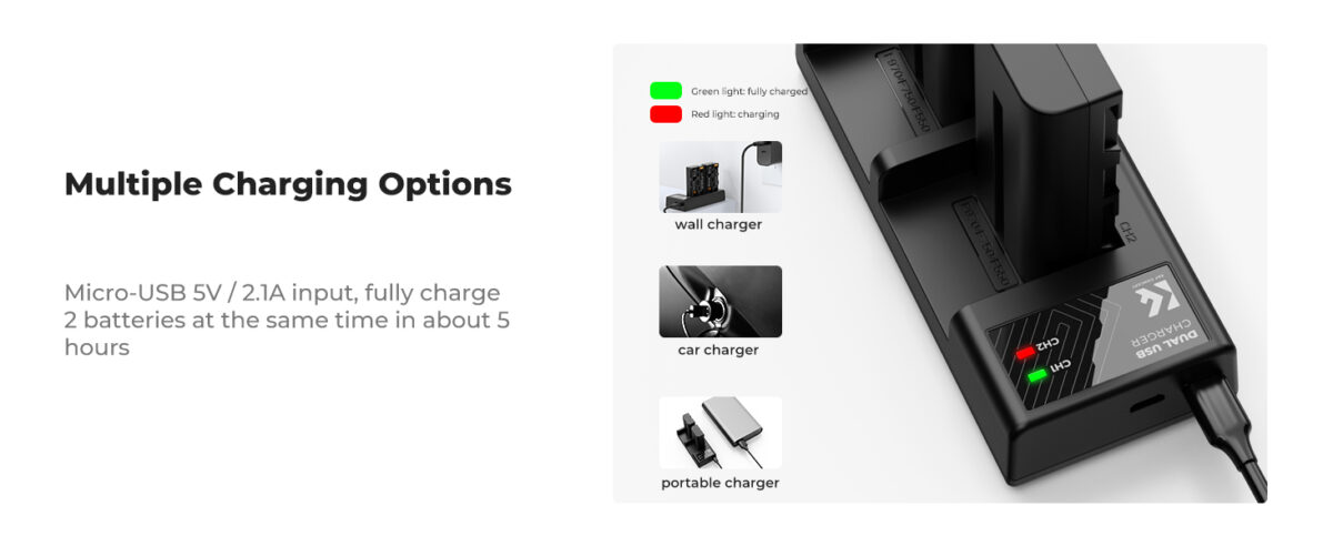 K&F CONCEPT KF28.0046 Kit Carregador Duplo USB-C + 2 Baterias NP-F550 - Imagem 2