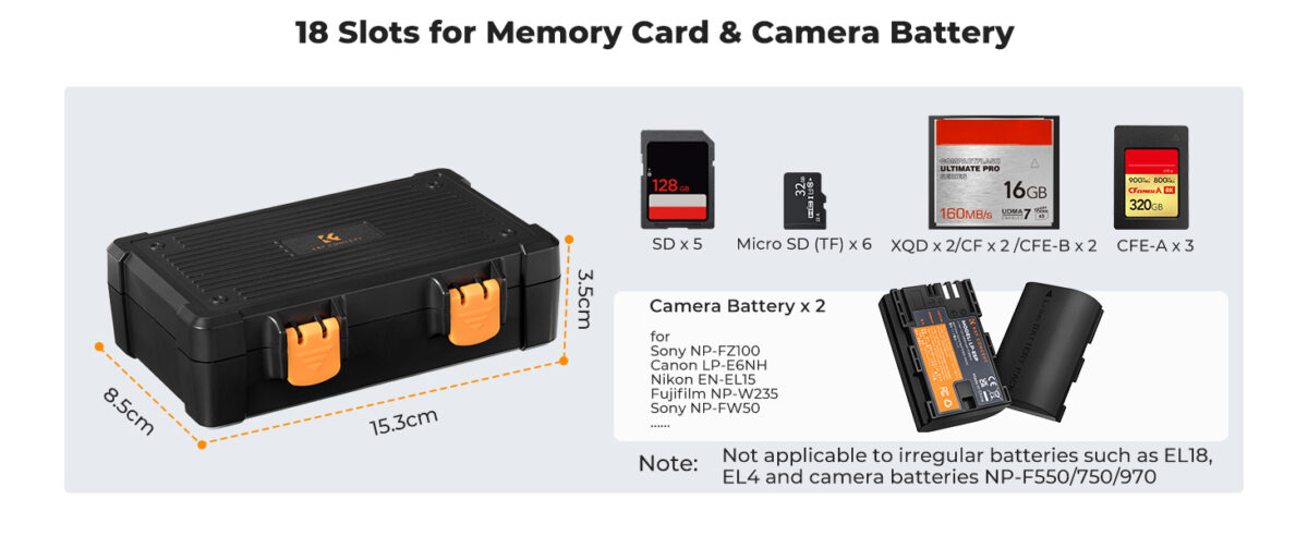 K&F CONCEPT KF31.167 Estuche Rígido p/ Baterías y Tarjetas de Memoria - Imagen 10