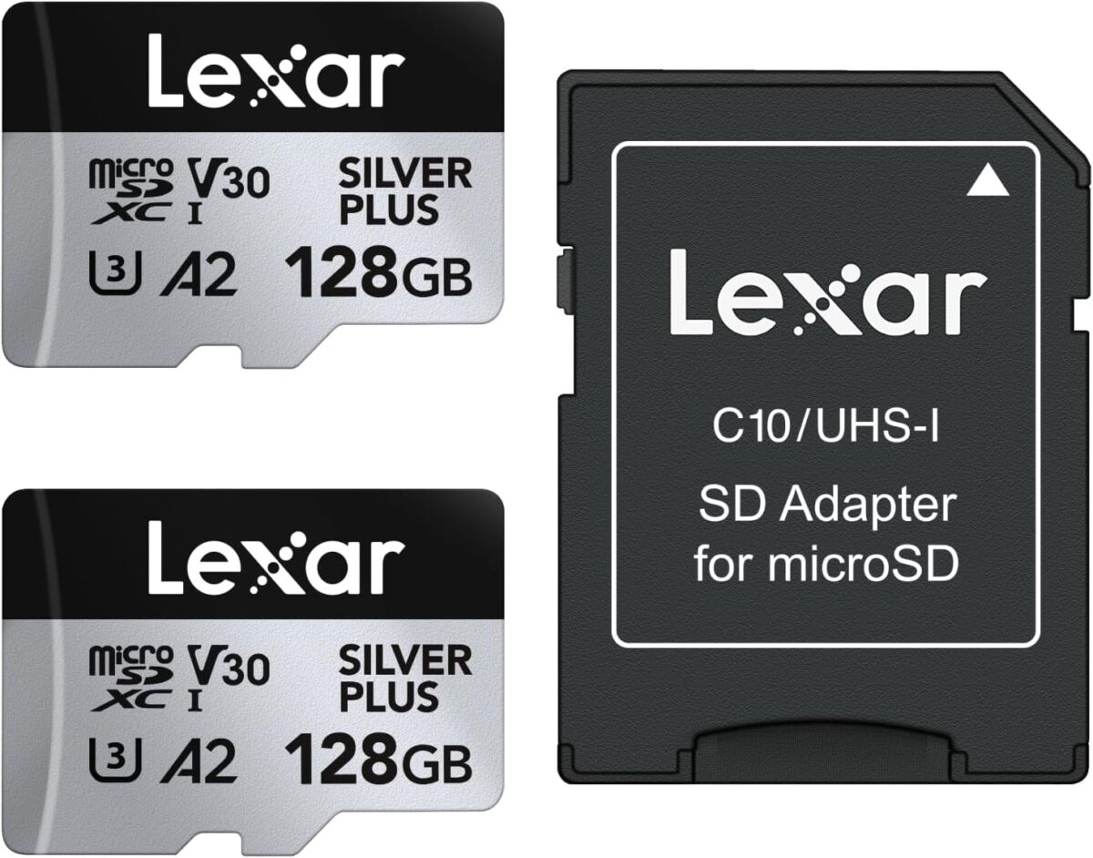 71h4tucmsbL._AC_SL1500_ LEXAR Silver Plus microSDXC 2x128GB UHS-I V30 A2 205MB/s c/ Adaptador SD - Imagen 1
