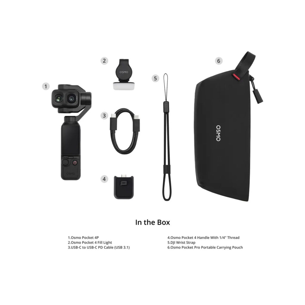 Conteúdo da embalagem DJI Osmo Pocket 4P Standard Combo