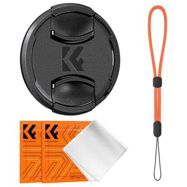 K&F CONCEPT Tampa Snap-On p/ Objectiva 72mm (+ Cordão + 2 Panos)