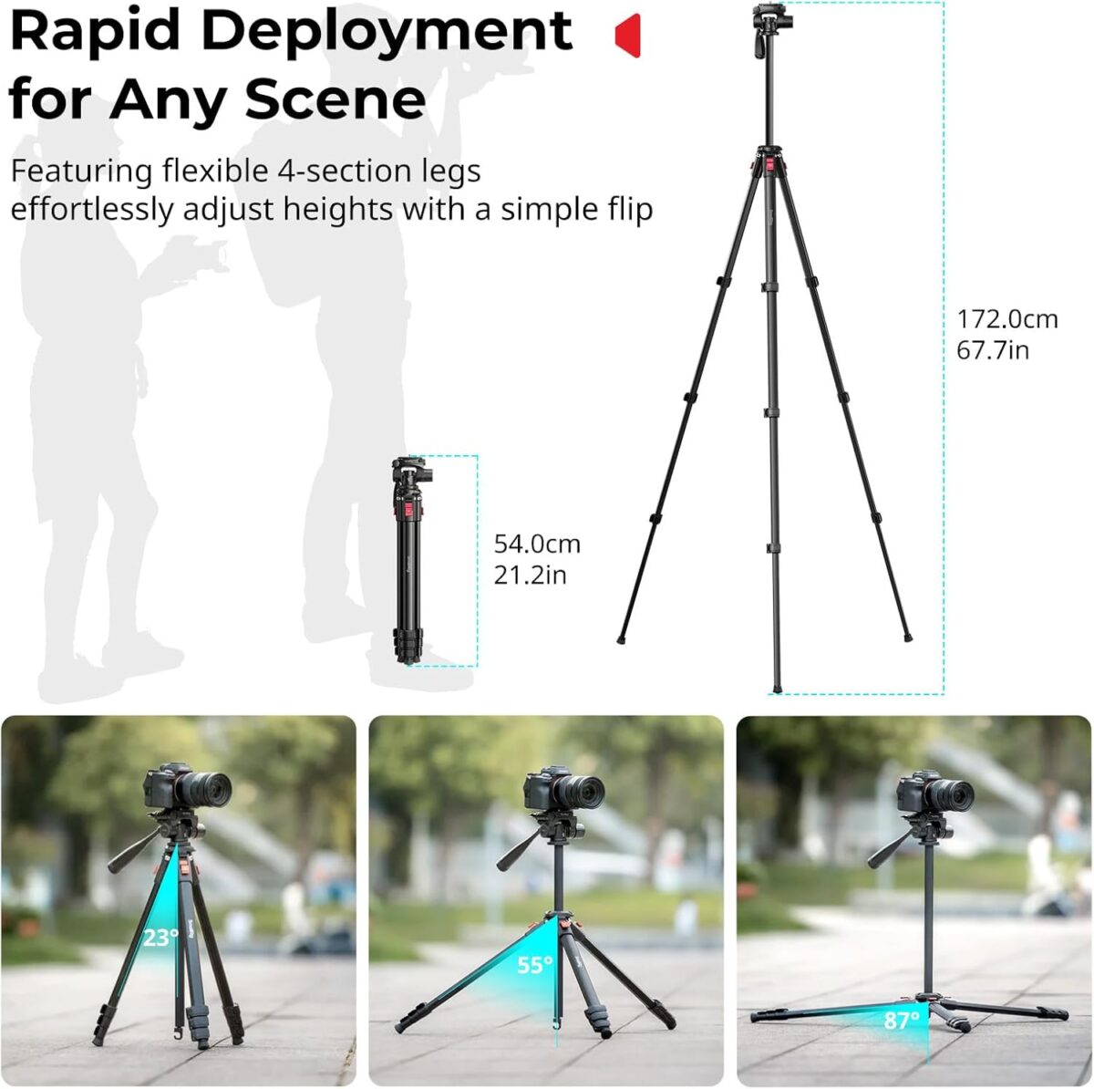 SMALLRIG 5474 Tripé Portátil de Vídeo 360° - Imagem 12