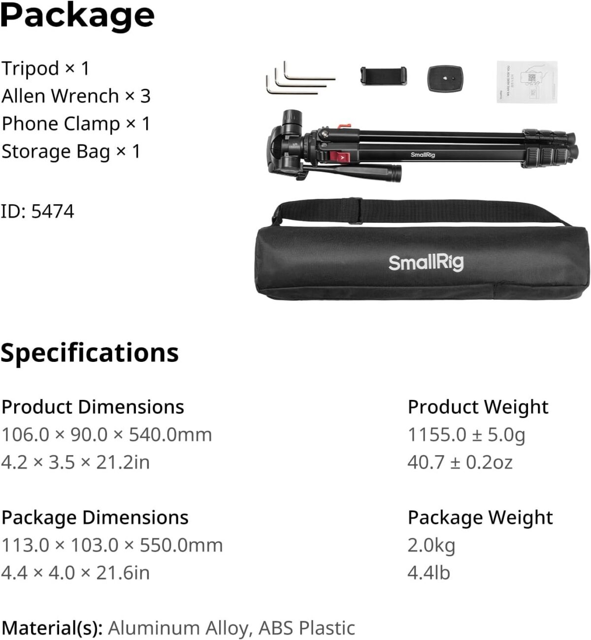 SMALLRIG 5474 Tripé Portátil de Vídeo 360° - Imagem 13