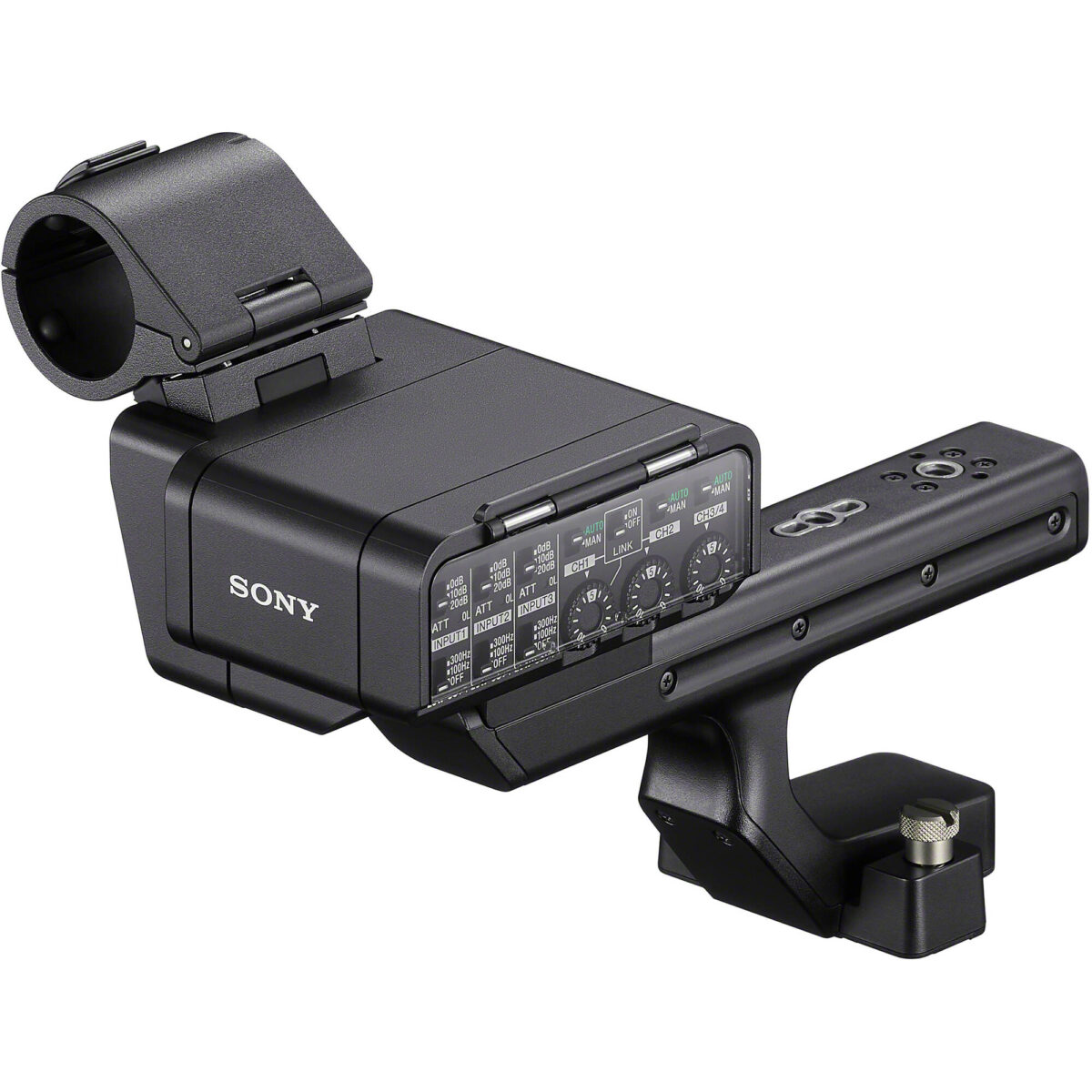 Sony XLR-H2 com áudio até 96kHz/32-bit float, duas entradas XLR/TRS e integração direta com a FX5 para produção profissional.
