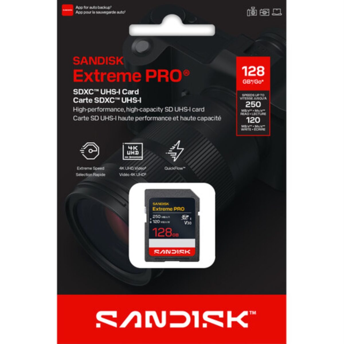 SANDISK Extreme PRO SDXC 128GB 250MB/s V30 UHS-1 - Imagem 4